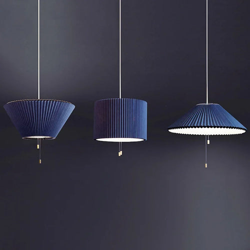 Art Design Plissierte Pendelleuchte aus Stoff in Schirmform LED für Schlafzimmer, Wohnzimmer und Esszimmer - vue 4 sur 9