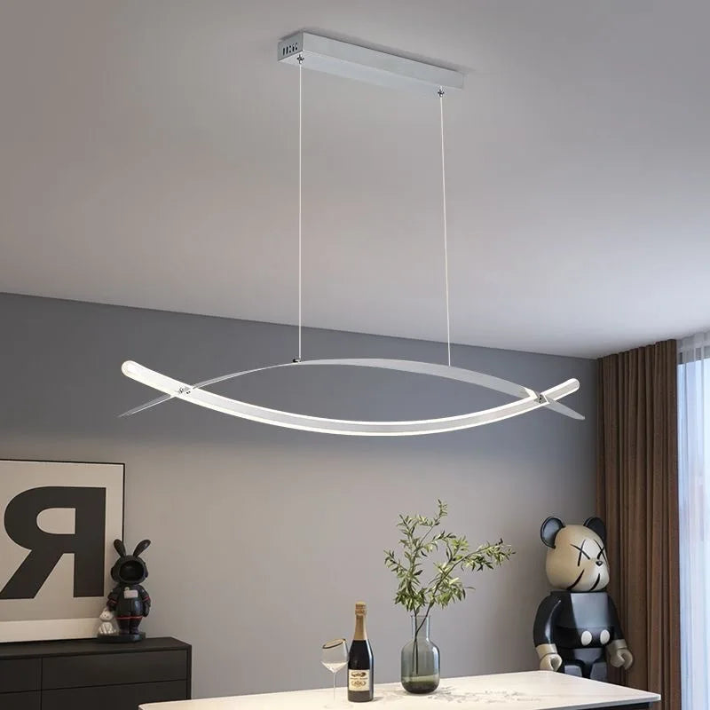 2023 Modern Led Simple Pendant Lamp Double Arc Creative Style Chandelier For Dining Room Living Room Deluxe Plating Color - vue 4 sur 6