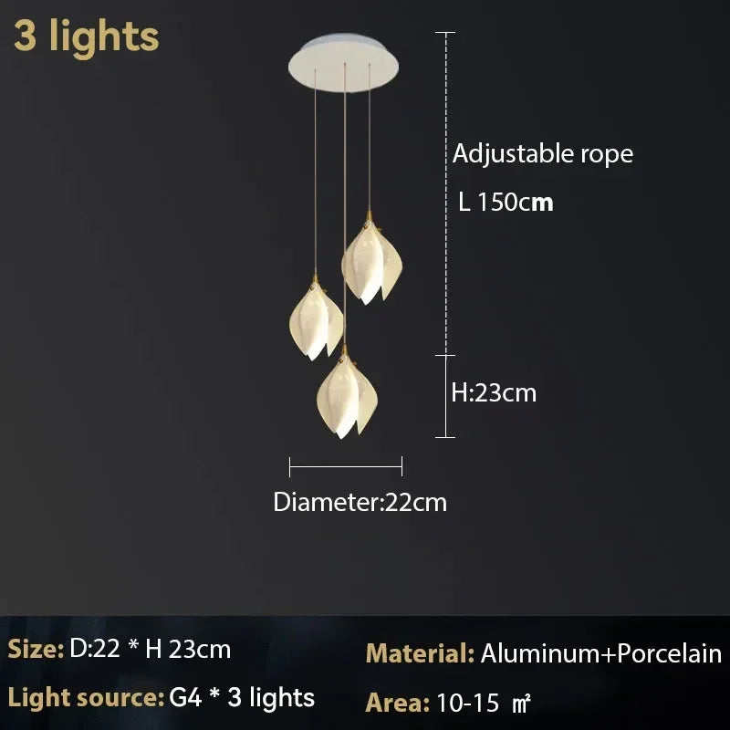 Magnolien-Pendelleuchte für stilvolle Inneneinrichtung und elegantes Licht