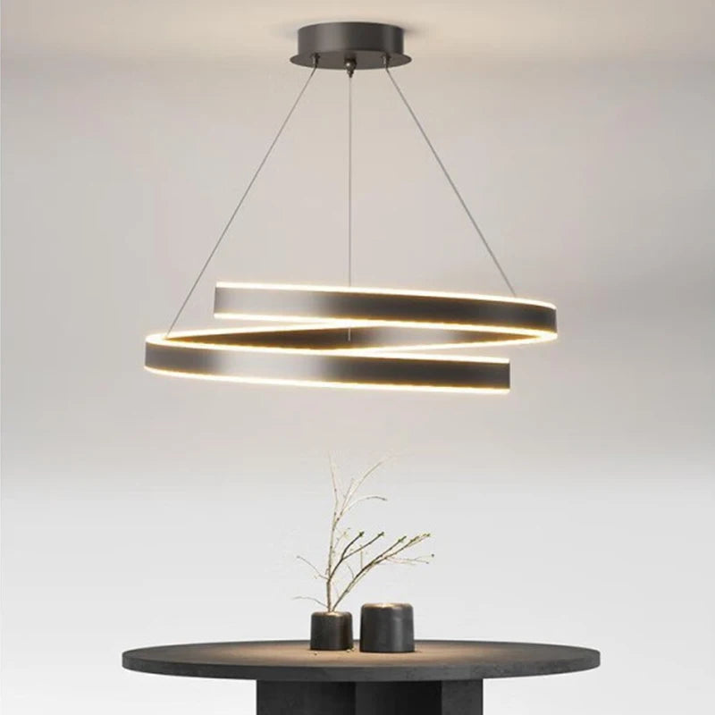 TONDI Lustre Simple Noir/Blanc adapté au Salon Salle à Manger Cuisine Lustre Rond éclairage décoration intérieure - vue 4 sur 12