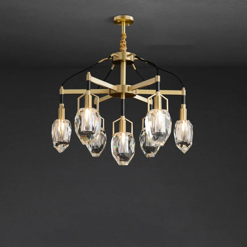 lustre design moderne en cristal avec abat-jour fantaisie - vue 4 sur 16