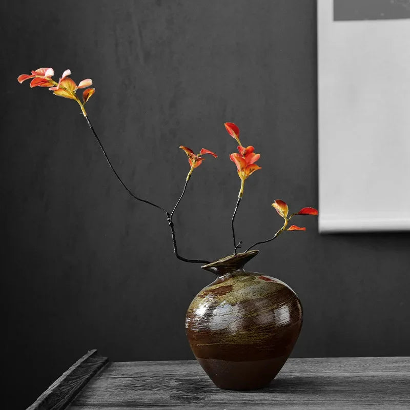 vase en terre cuite japonais imitation pierre vintage pour fleurs - vue 5 sur 21