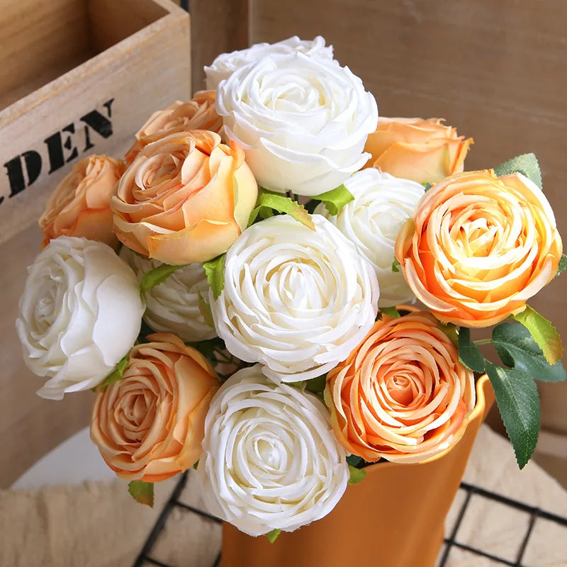 Bouquet de roses artificielles en soie pour décoration élégante