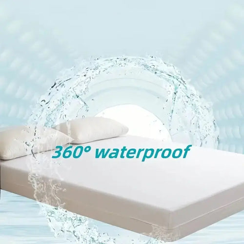 1pc 6-Sides Fully Enclosed Waterproof Mattress Cover With Zipper (Without Pillowcase), Dust-proof Mattress Protector Solid Color - vue 5 sur 8