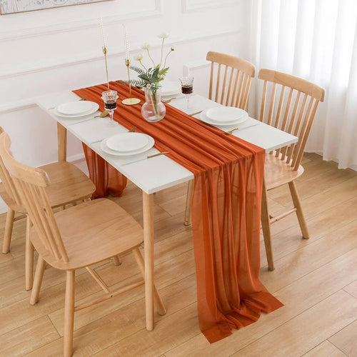 Chemin de table mousseline bohème transparent lot 4 - vue 6 sur 7