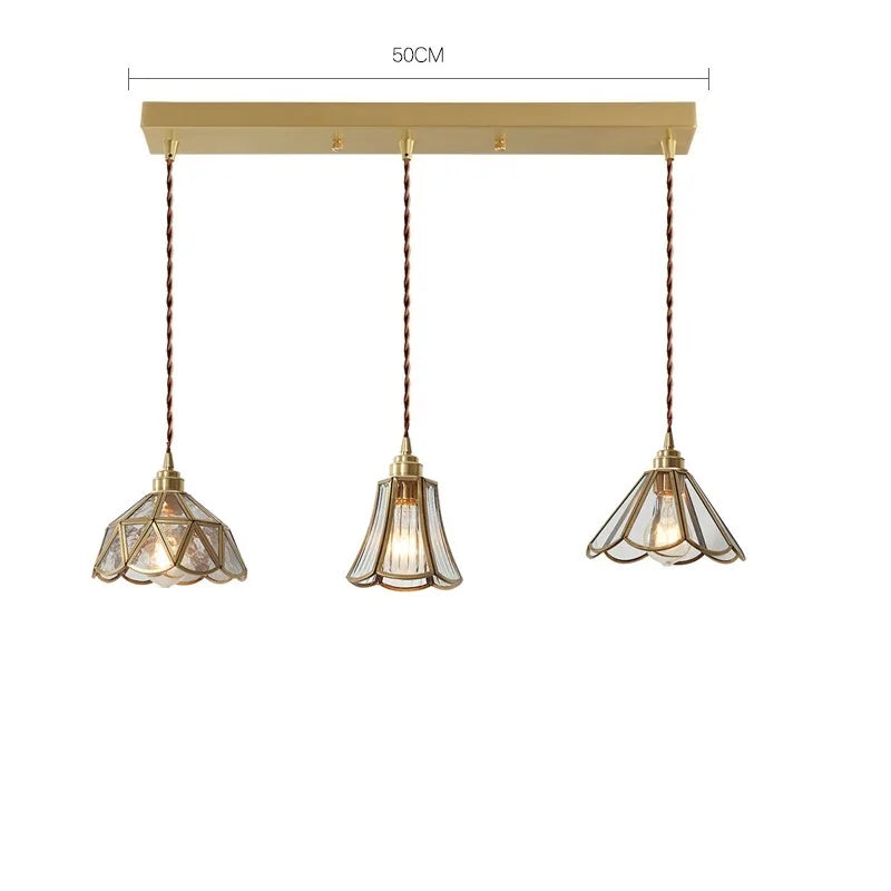 Nordische LED-Pendelleuchte aus Glas und goldenem Körper - vue 17 sur 20