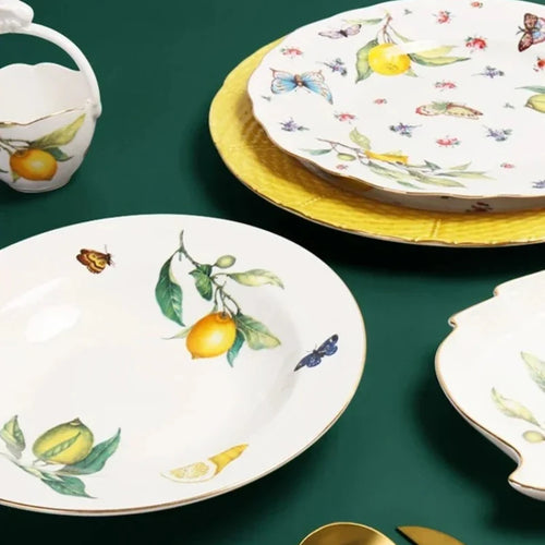 Assiette céramique style européen motif citron élégante