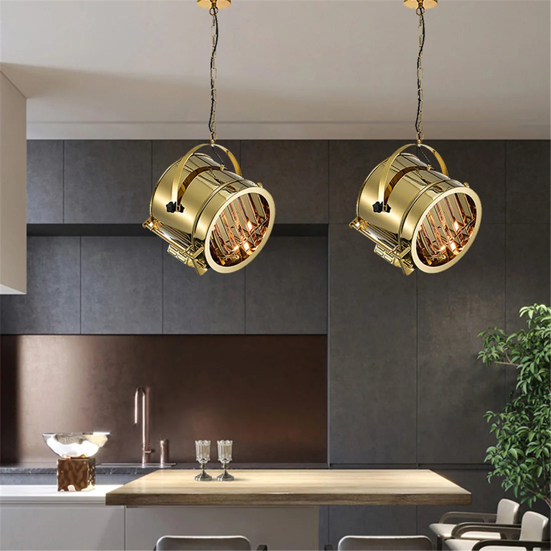 Lustre Led industriel nordique en métal - vue 4 sur 7