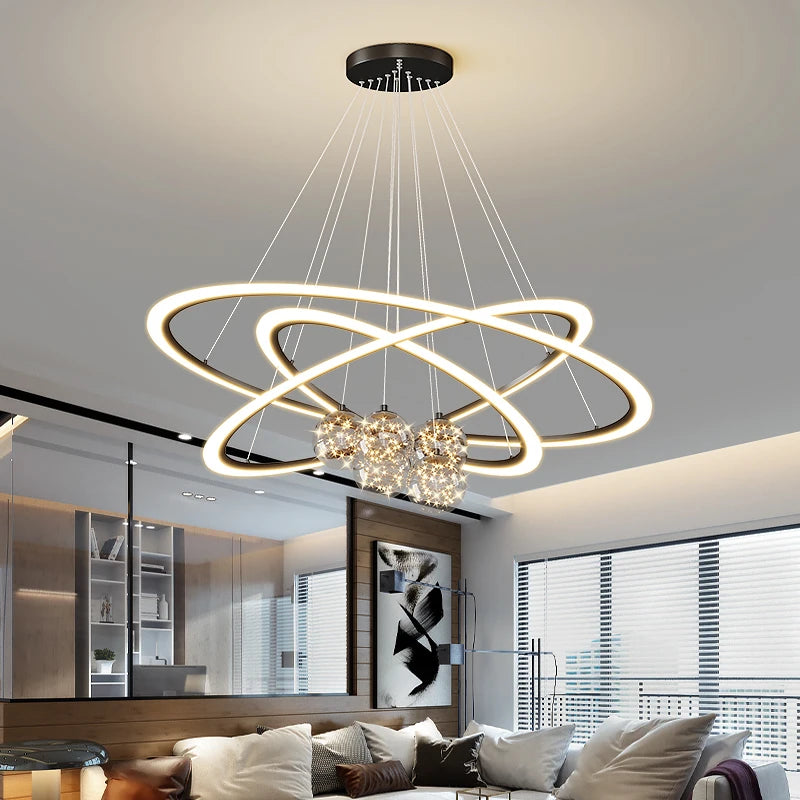 lustre en verre étoilé design moderne pour éclairage intérieur - vue 4 sur 9