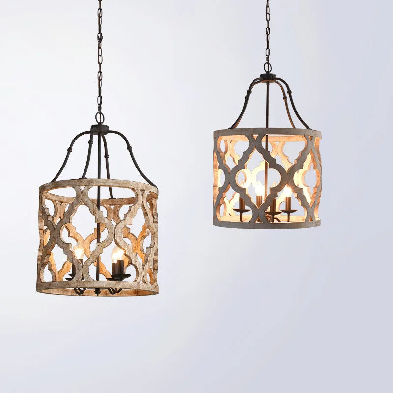 lustre en bois créatif américain rural pour boutiques et restaurants