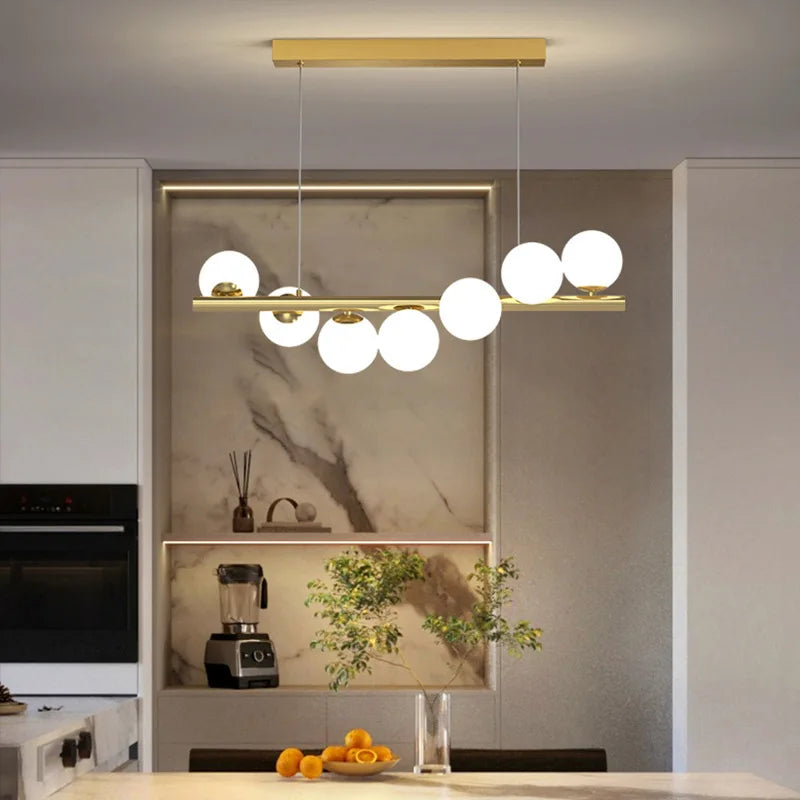 lustre créatif en verre pour bar et restaurant avec fil réglable - vue 3 sur 9