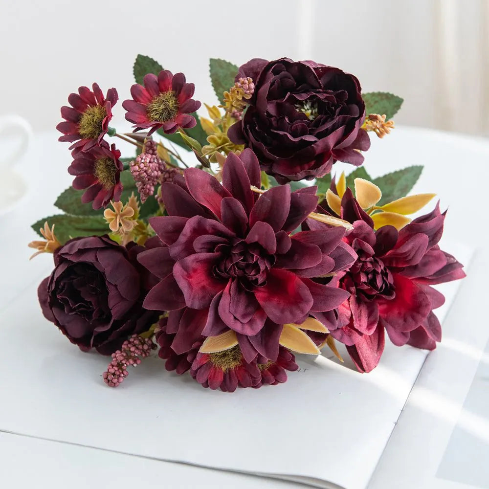 fleur artificielle dahlia rose marguerite pour décoration fête mariage - vue 11 sur 13