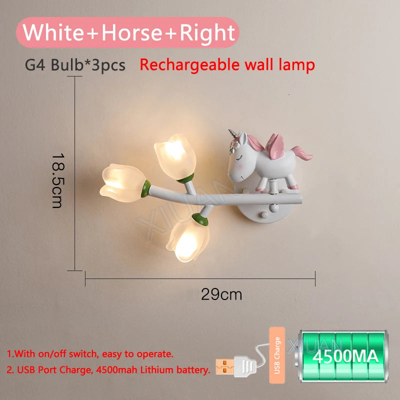 applique murale rechargeable en résine pour chambre d'enfant décorative