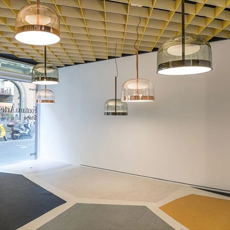 suspension en verre design nordique led moderne - vue 5 sur 9