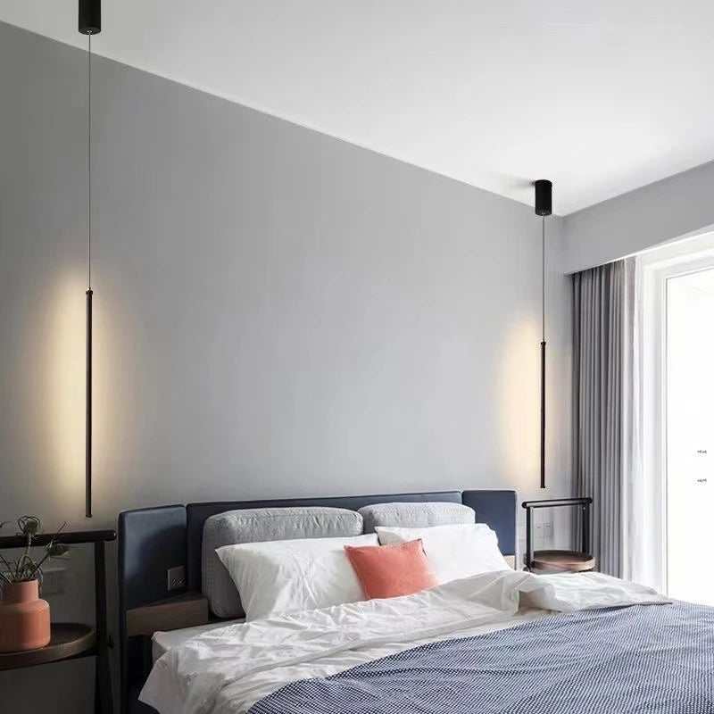 lustre led minimaliste longue bande luminaire suspendu moderne - vue 8 sur 7