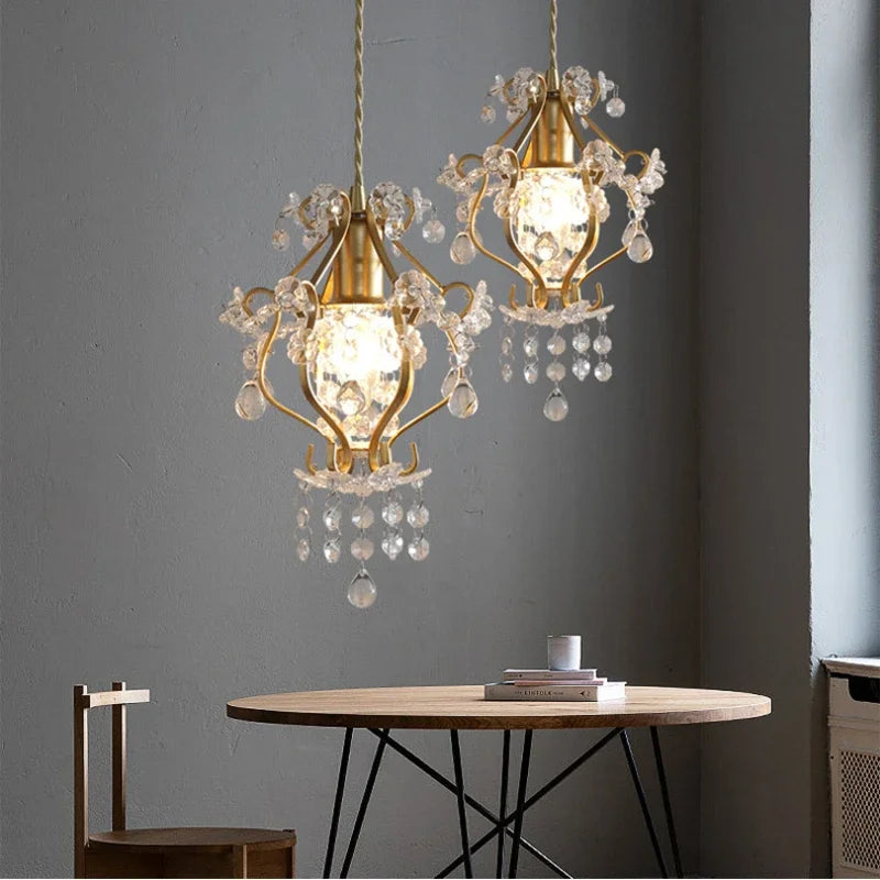 suspension en cristal rétro doré pour décoration intérieure élégante - vue 5 sur 8