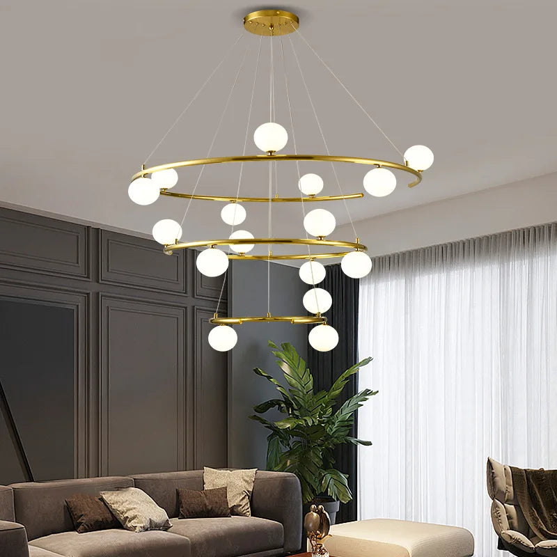 lustre créatif en fer et verre tendance pour décoration intérieure - vue 5 sur 16