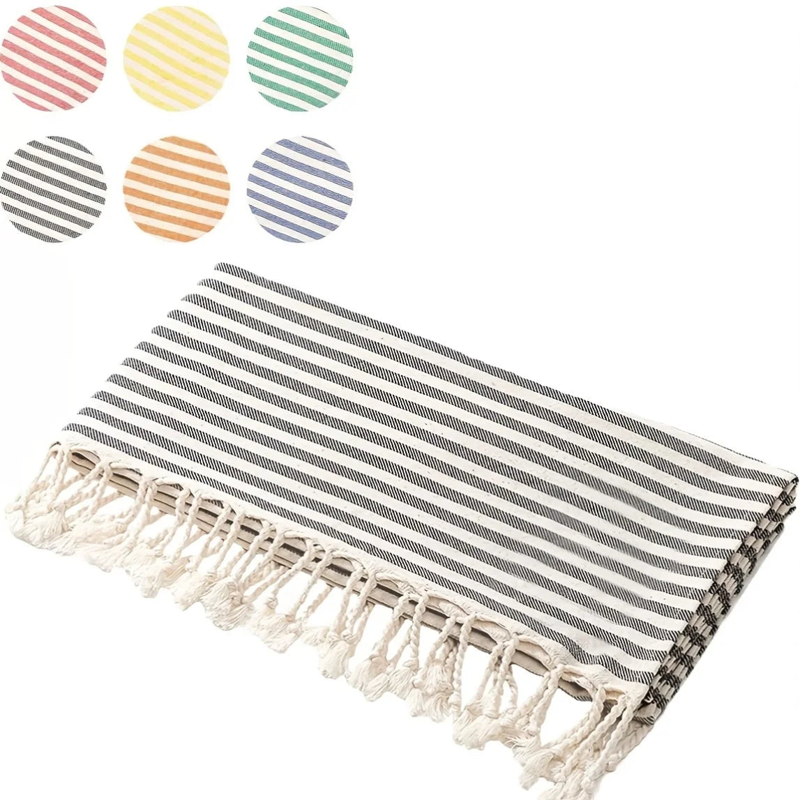 Serviette de plage turque coton tissé rayé bohème - vue 2 sur 6