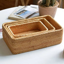 paniers rectangulaires en rotin tissés à la main pour rangement et décoration
