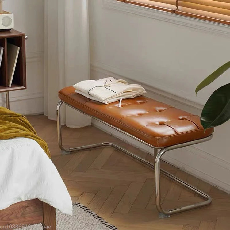 Nordic Stainless Steel Bench Cloakroom Vintage Bed End Stool Iron Wrought Door Shoe Change, Dining Room Benchs