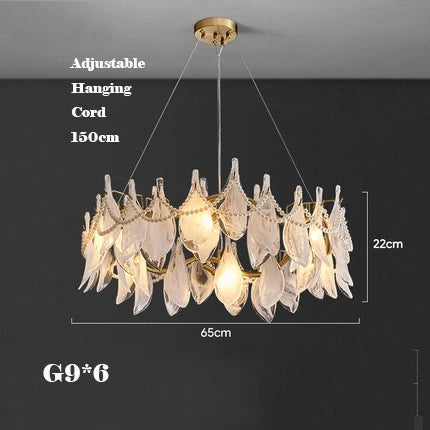 lustre en verre dépoli créatif design moderne élégant en perles - vue 9 sur 10