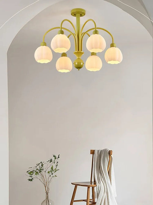 lustre chambre coucher style citrouille pastorale verre