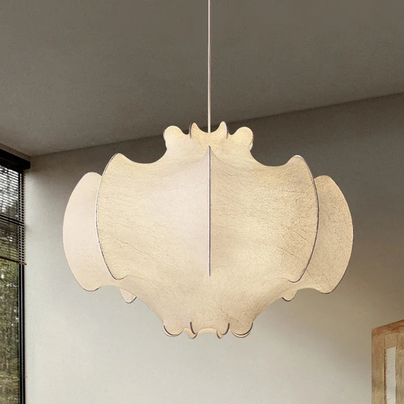 lustre nordique créatif en soie wabi-sabi led décoratif - vue 6 sur 9