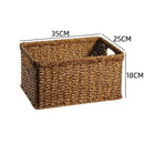 Strong Rectangle Woven Storage Basket with Handles, Waterproof Plastic Baskets for Home Toy Storage, Nest