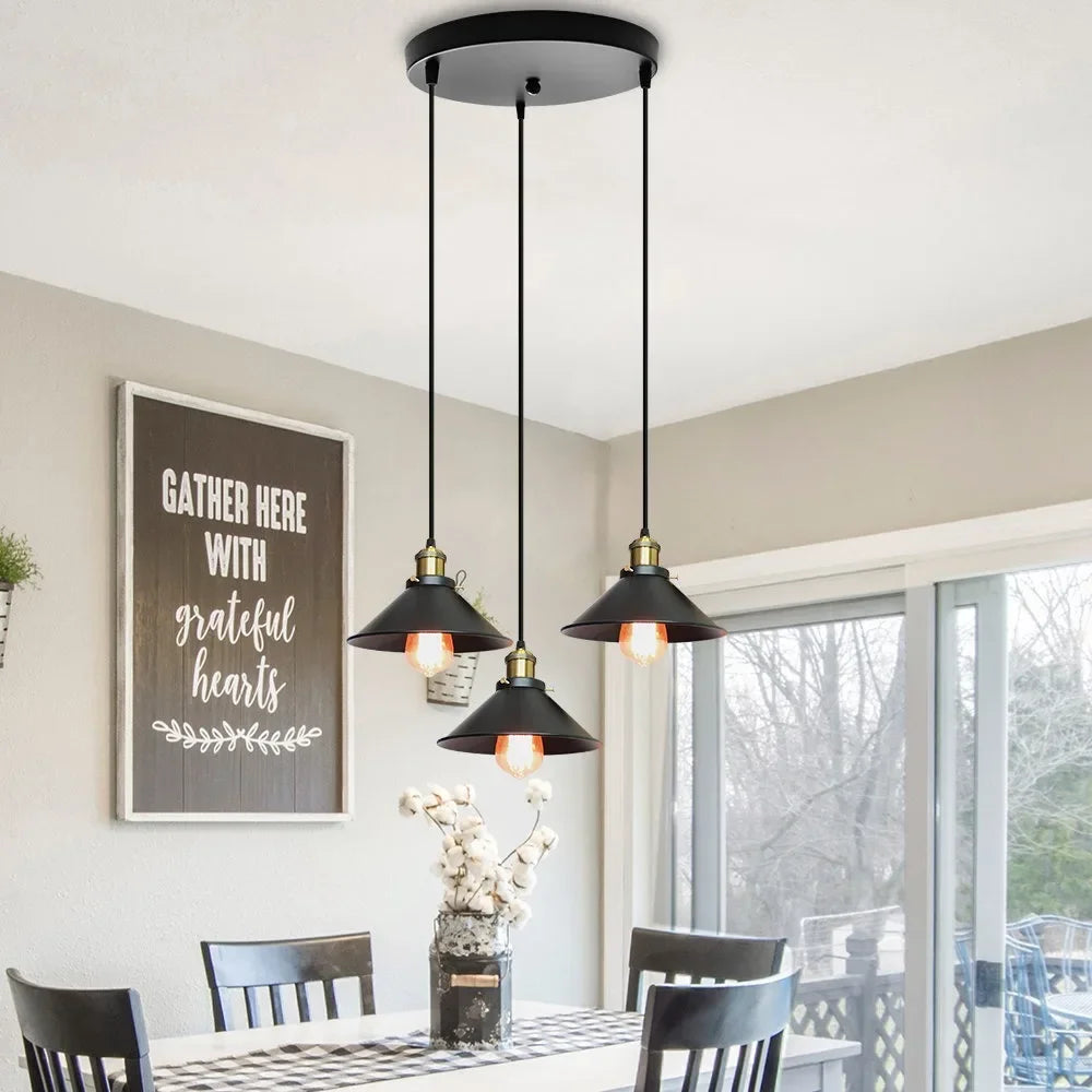 Suspension LED conique industrielle en métal - vue 5 sur 7