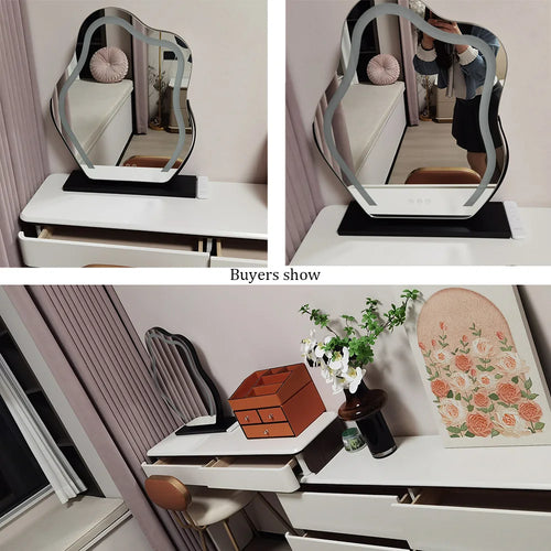Vanity Mirror with Lights, Bathroom Mirror with Dimmable 3 Modes, 360 ° Rotary Touch Screen Control, Suable for Bedroom - vue 6 sur 14