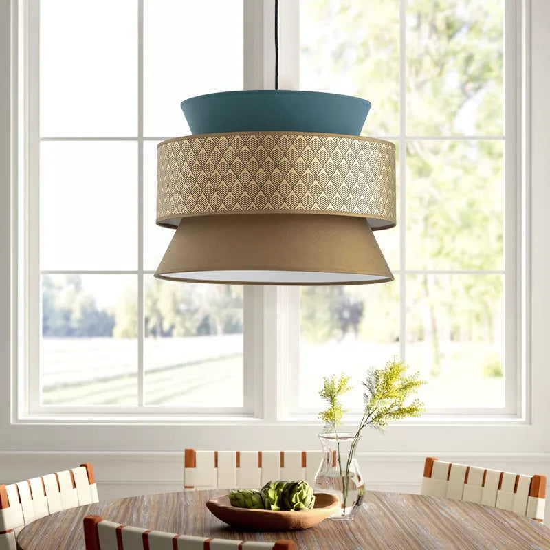 Lustre de style japonais moderne Simple personnalité créative salle à manger chambre étude tissu Art lampes suspendues - vue 6 sur 9