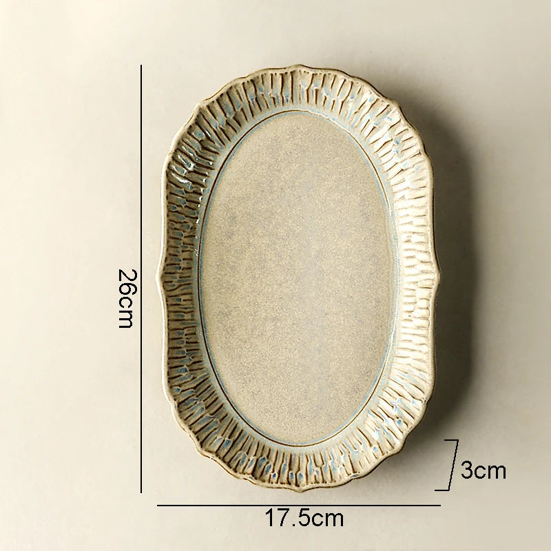 Assiettes plates ceramique relief retro style restaurant