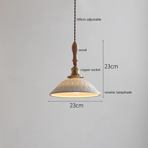 Design-Pendelleuchte LED Schmetterling Keramik und Holz - vue 20 sur 30