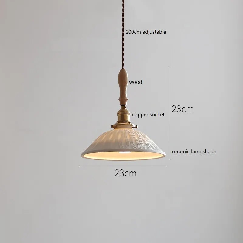 Design-Pendelleuchte LED Schmetterling Keramik und Holz - vue 19 sur 30