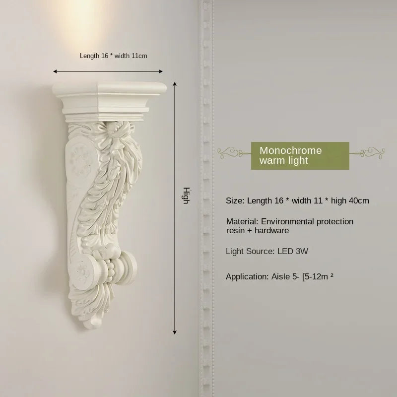 Dekorative LED-Wandleuchte aus Engelharzskulptur - vue 14 sur 19