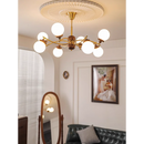 Kronleuchter im amerikanischen Retro-Stil aus Holz und Glas Bohnenform