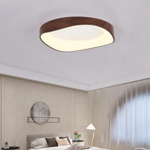 plafonnier en bois rond avec télécommande pour éclairage intérieur