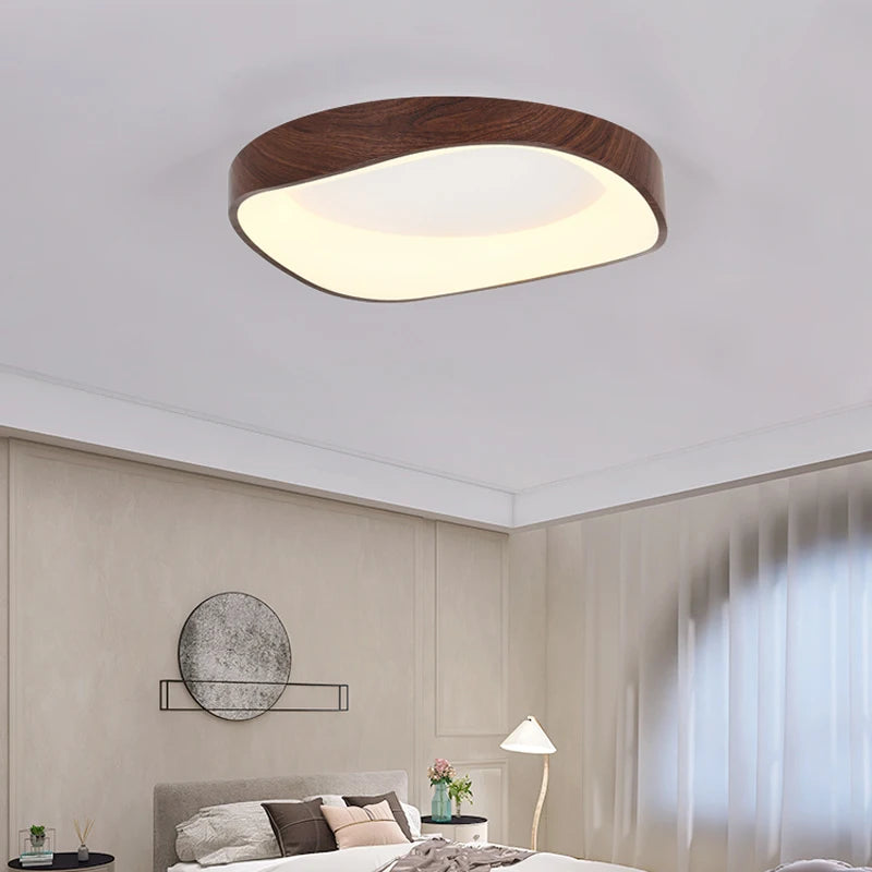 plafonnier en bois rond avec télécommande pour éclairage intérieur - vue 5 sur 21