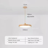 Lustre LED japonais à tête unique en rondins