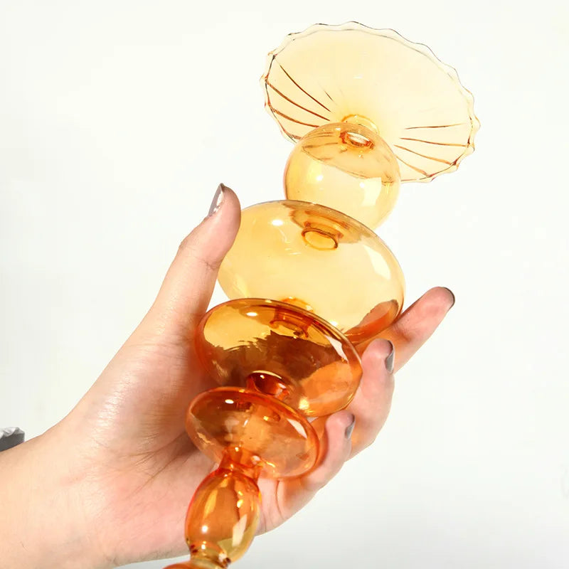 bougeoir conique en verre pour décoration intérieure festive - vue 5 sur 17