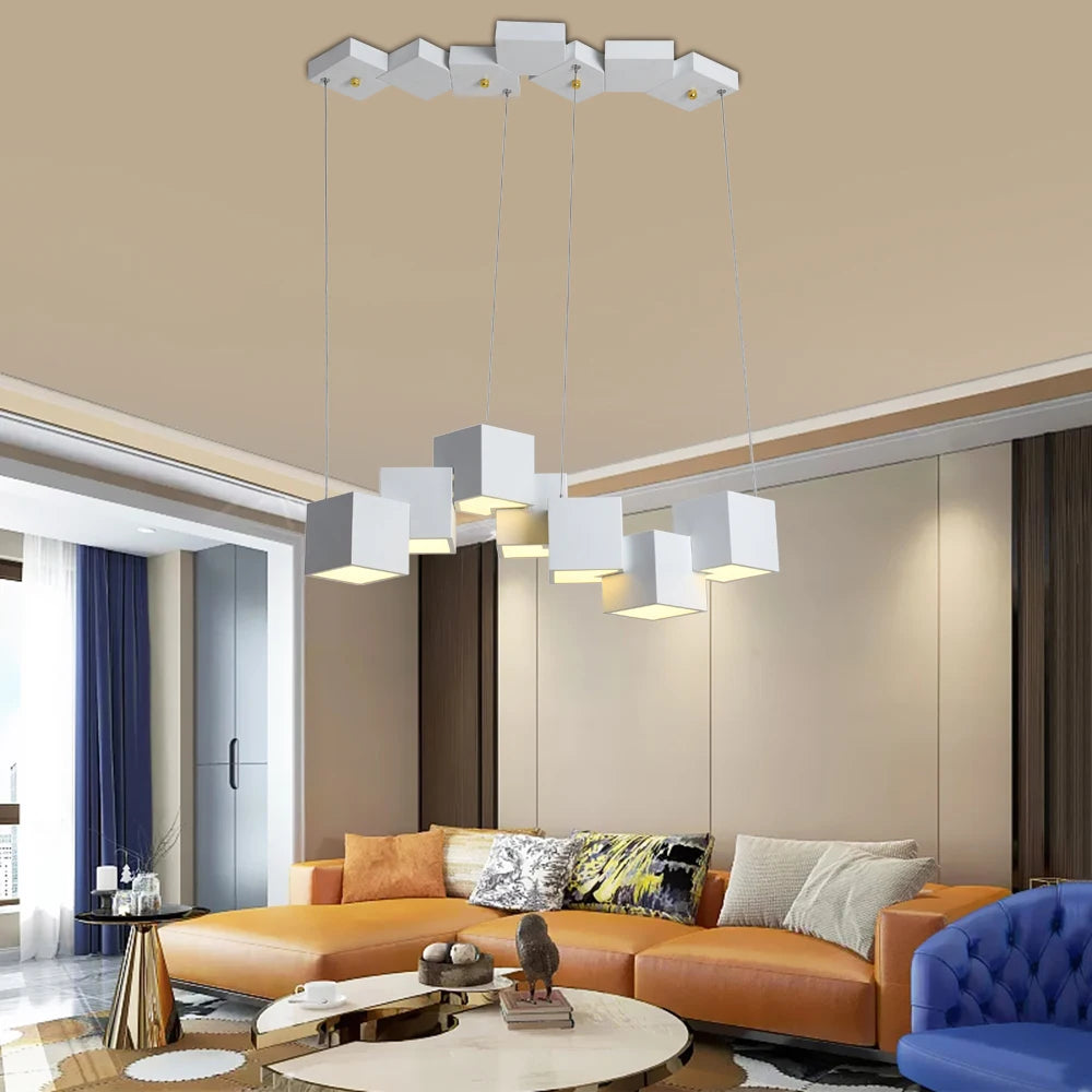 suspension led créative luminaire cube pour intérieur - vue 4 sur 10