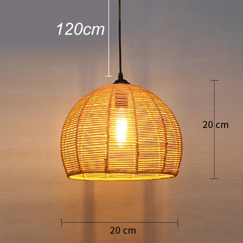 Vintage-Pendelleuchte aus Sisal mit kreativer Beleuchtung und elegantem Flechtwerk