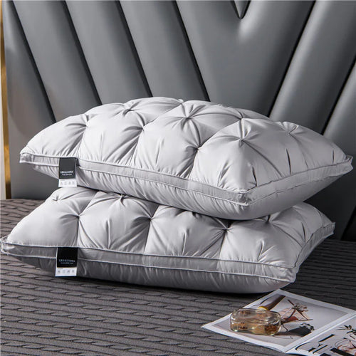 Five-star hotel down comfort pillow, 3D embossed pillow, neck support pillow, white goose down pillow core - vue 7 sur 7