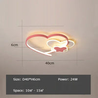 plafonnier LED chambre enfants en forme de coeur rose