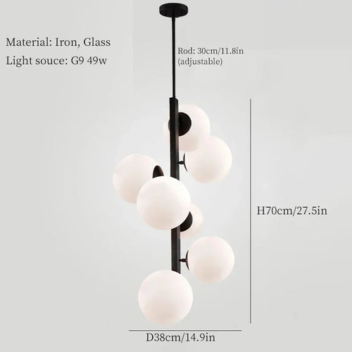 Minimalistischer nordischer Deckenleuchte aus Eisen und dekorativem Glas