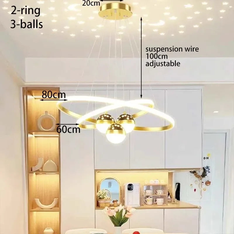 lustre led moderne ciel étoilé pour décoration intérieure - vue 9 sur 14