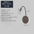 Moderne LED-Wandleuchte mit USB-Anschlüssen und Schalter