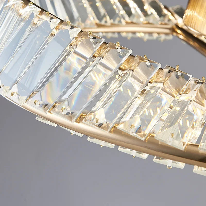 Moderner LED-Kronleuchter dimmbar mit Kristallringen - vue 5 sur 9