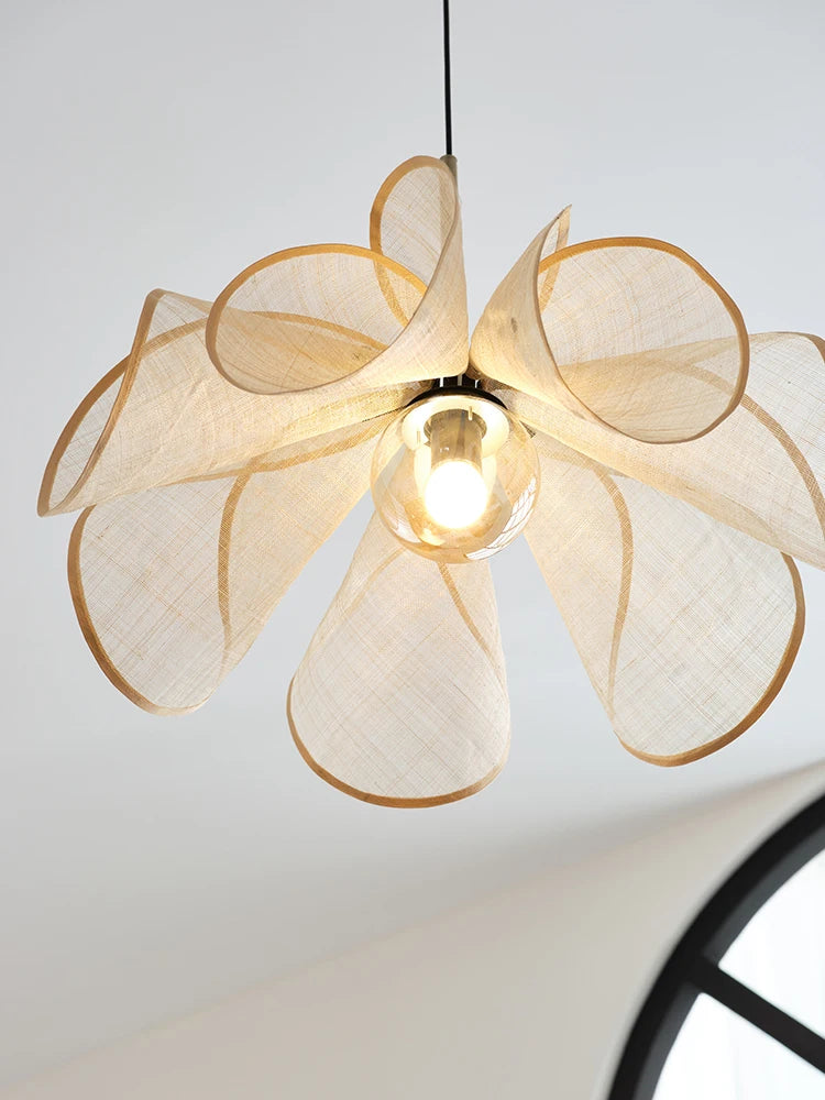 lustre wabi sabi japonais en tissu français moderne - vue 7 sur 9