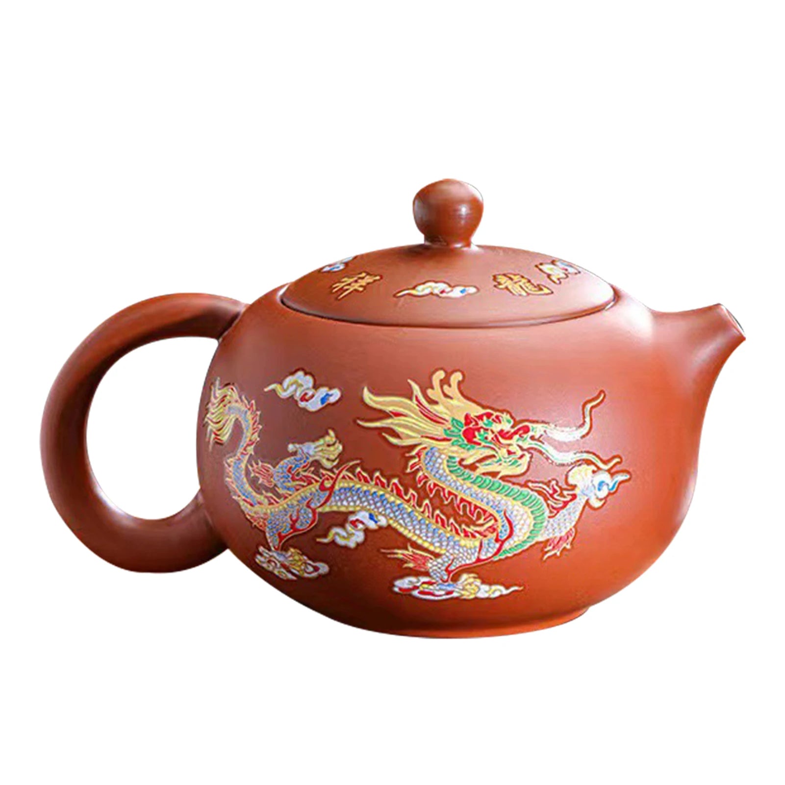 Theiere argile dragons phénix gongfu fait main